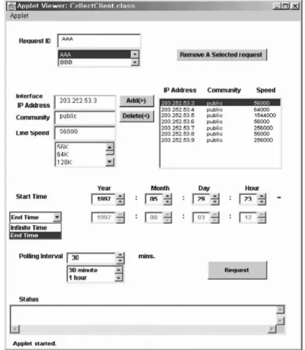 Figure 9. Example of an user interface display for a collection demand