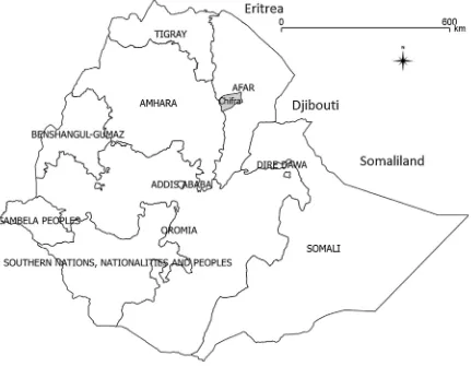Fig. 1. Map of the administrative regions of Ethiopia.Afar Regional State is in the north-east