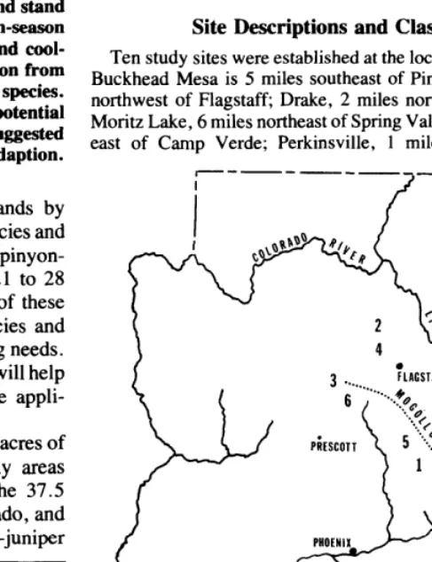 Fig. 1. Location of the ten pinyon-juniper sites used to study species adaptation. 