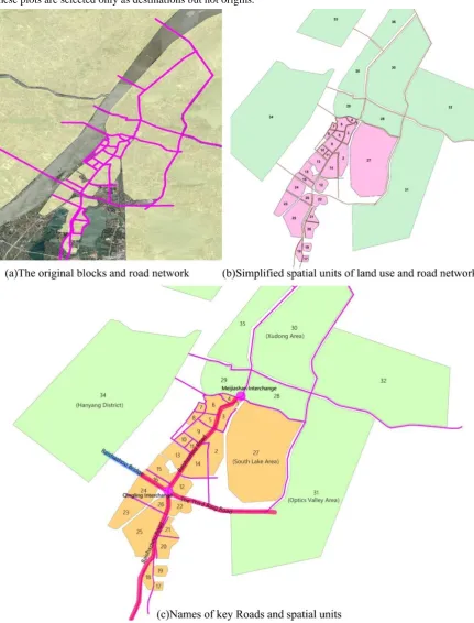 Figure 3. Road network and division of urban spatial units  