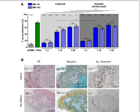 Fig. 4 Irradiated MSPC maintain their immunomodulatory potency in vitro and their differentiation capacity in vivo
