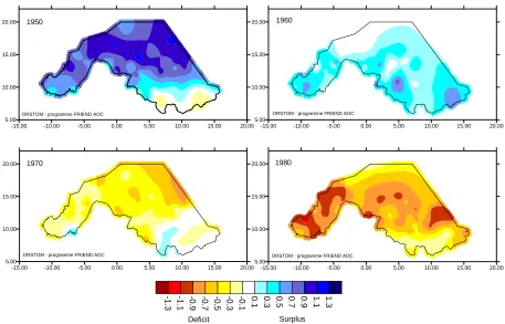 Figure 5. Rainfall-runoff (bars-line) in the Soudano Gui-nean part of the river Niger in Mali and Guinea