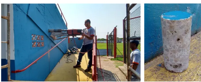 Figure 5. Extraction of specimens from the bleacher’s structure. 