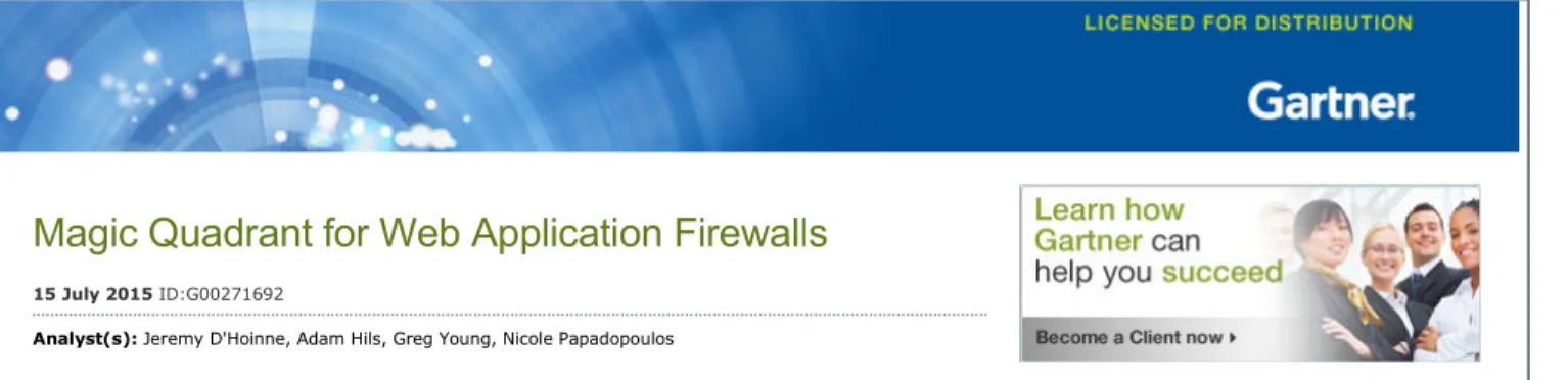 Figure 1. Magic Quadrant for Web Application Firewalls 