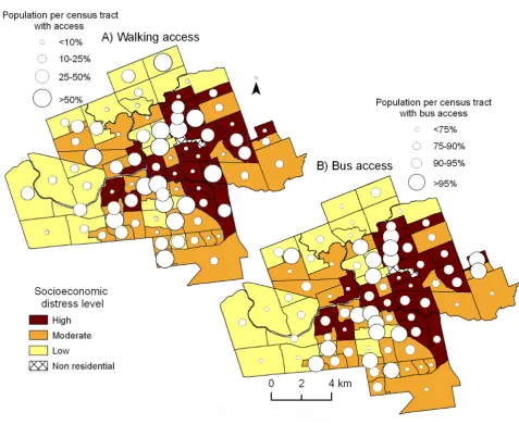 Table 3: Proportion of census tract population with supermarket access according to socioeconomic distress, 2005