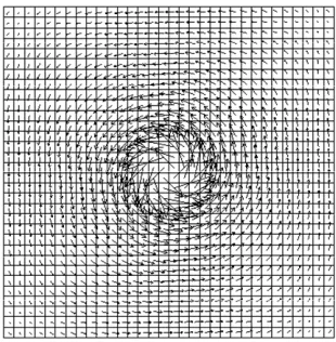 Figure 2. Simulation mesh and original Burgers vortex with r 