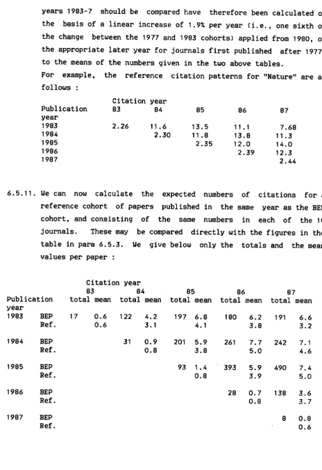 table in para 6.5.3. Ue give below only the totals and the mean 