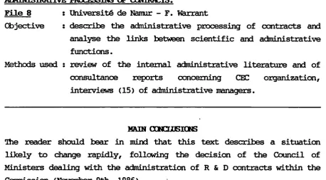 Table 1 summarizes the flow chart of the administrative processing of a research contract