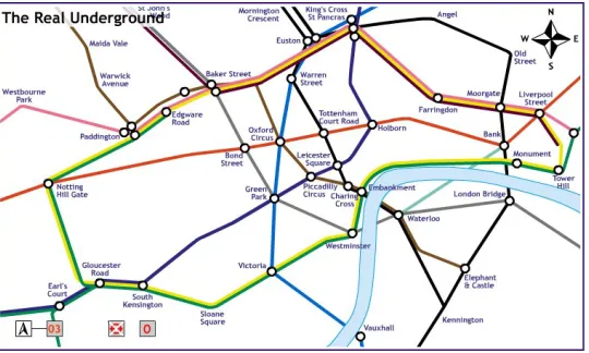 Figure 6: The Way the London Subway Connects to the Real Street Pattern A dynamic illustration of this morphing is at http://www.fourthway.co.uk/ (by permission Sam Rich and Transport for London) 