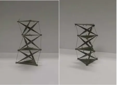 Figure 7: 3LLL (left) and 3LRL (right) columns obtained by ‘sewing’ the EBM-printed models withSpectra strings.