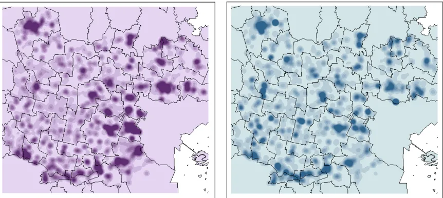 Figure 3: Spatial Variation in Diversity [δ(i)]in a World City: London 