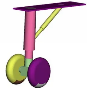Fig. 2 Modelled landing gear - Mesh. 