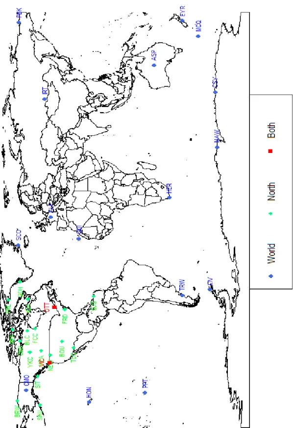 Figure 3.1: Observatory Locations (South, 2011) 