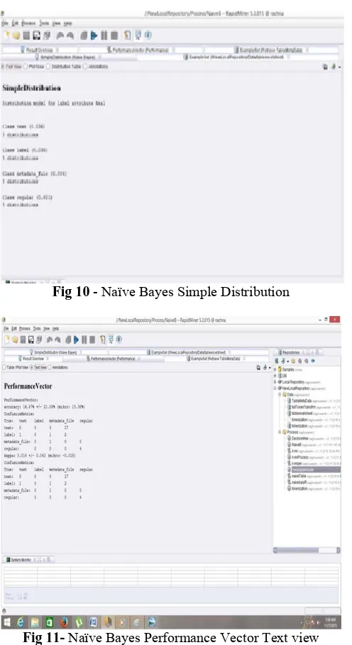 Fig 11- Naïve Bayes Performance Vector Text view 
