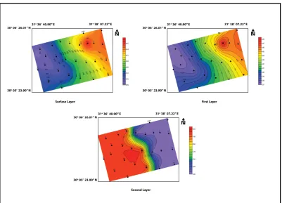 Figure (7): S-wave velocity distribution maps of the study area. 