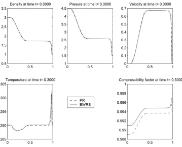 Figure 1. The results obtained by solving the homogeneous Euler equation by employing the ideal gas law and the other four equation of states