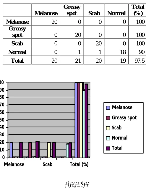 TABLE I. CLASSIFICATION RESULTS FOR LDA CLASSIFIER 