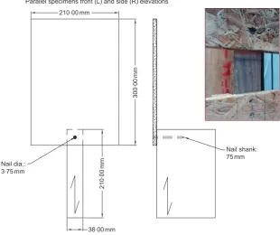 Figure 1. Specimen details for (a) parallel and (b) tangentialspecimens. Inset images show the holding arrangements for testing