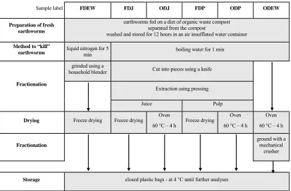 Figure 1. Process for the preparation of earthworm protein powders.
