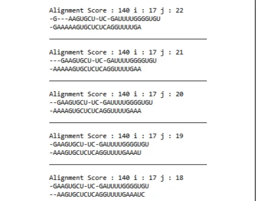 Fig. 7.  Alignments obtained by the algorithm over the target sequence. 