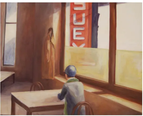 Figure 2. Student’s exercise based on the painting Office in a small town(1953) by E. Hopper