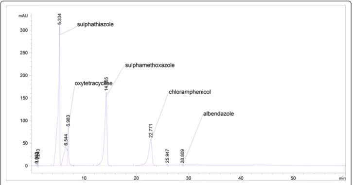 Fig. 1 Chromatogram showing resolution of peaks at the working conditions