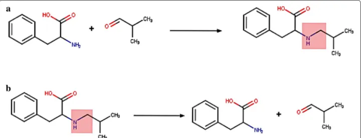 Fig. 1  a A reaction example from US Patent 04703036 and b the reversed version of the same reaction