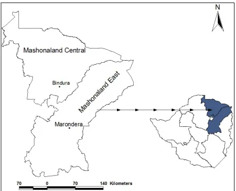 Figure 1. Mashonaland east and central provinces of Zim- babwe.  