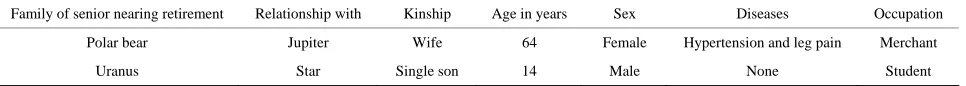 Table 1.  Description of older retirees. 