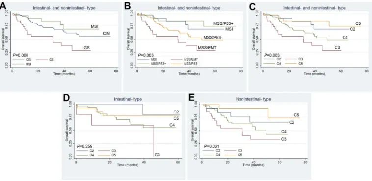 Figure 3 Heatmap depicting clinicopathologic features and biomarker information (rows) of 165 cases (columns) categorized into (C1 to C5) in this cohort