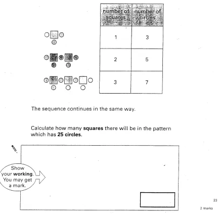 Figure 1. The question ‘Squares and Circles’, 2001 KS2 Test A Question 23