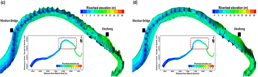 Figure 7 shows the model-data comparison of the river stages at the Mashan Bridge under low 