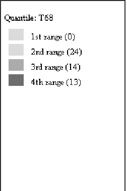 Figure 3. US, 1968, turnout quantiles by state and statistically significant regional clusters as determined by a permutation test