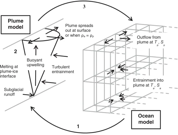 Figure 1. Schematic of the coupled plume-ocean model used in this paper.Tocean model to the plume model