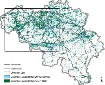 Figure 8. New discontinuous residential development in Belgium in the road-based 