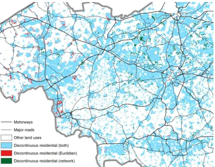 Figure 9. Differences in residential development between the Euclidean and the  