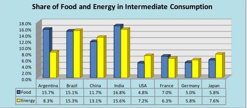 Figure 12 – Share of Food and Energy in Intermediate Consumption of Selected Developing and Developed Countries 