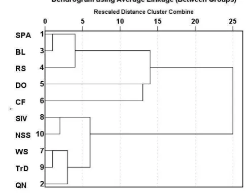 Fig. 9. HCA dendrogram of semantic parameters, Pearson correlation method 