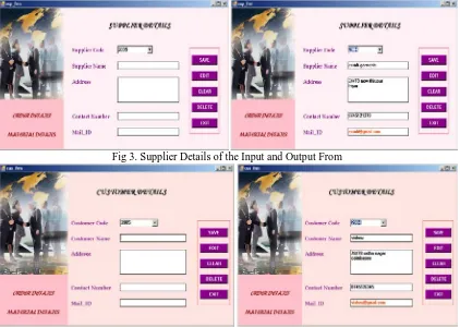 Fig 3. Supplier Details of the Input and Output From 