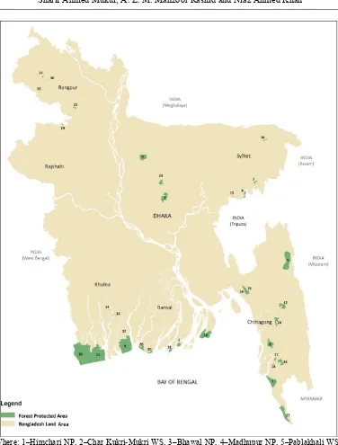 Figure 5. Location map of the forest protected areas of Bangladesh.