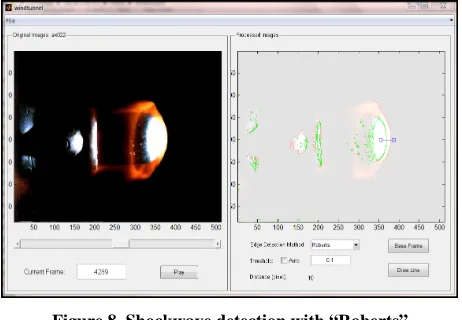 Figure 8. Shockwave detection with “Roberts”.  
