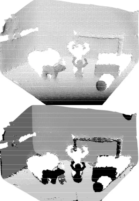 Figure 2. Clusters obtained after removal of planar regions, and performing Euclidean Clustering on the residual cloud