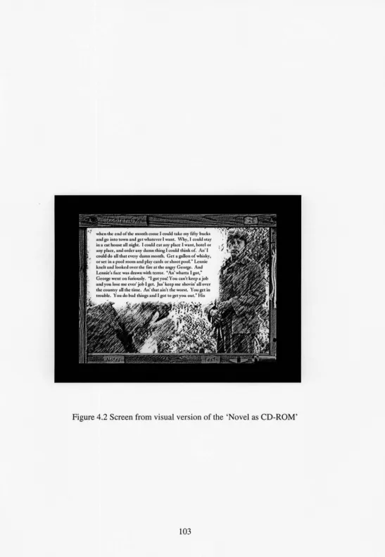 Figure 4.2 Screen from visual version of the 'Novel as CD-ROM' 