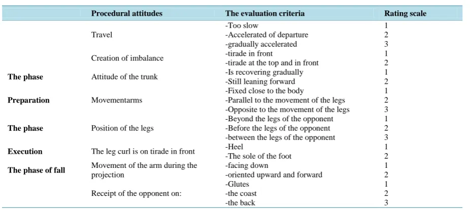 Table A1. Observation grid for the assessment of the procedural attitude. 