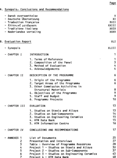 Table : Overview of Programme Resoarcee Project 1 - Studies on Steels and Alloys Project 2 - Studies on Sub-Components 