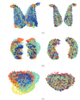 Figure 3. Registration of training point clouds by our method:   (a) caudate nuclei, (b) hippocampal nuclei,