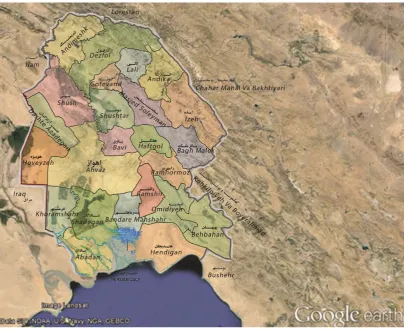 Figure 1. The geographical situation and the accessible ways to Lali area, from Google earth