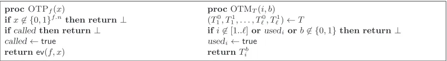Fig. 6. Oracles model one-time programs and one-time memory. Oraclesenting a boolean circuit