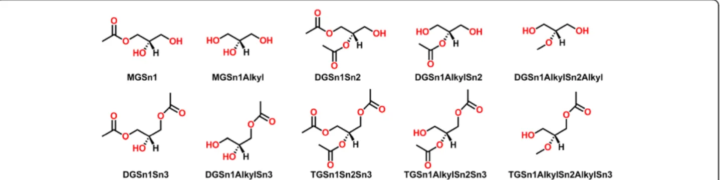 Figure 4 Template structures for glycerolipids (GL). Template IDs are shown below the structures