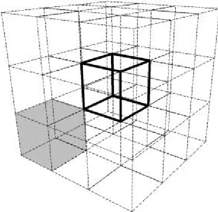 Fig. 3.  An array of 26 outer cubes surrounding the central cube.  Two separate processes are used to determine the 